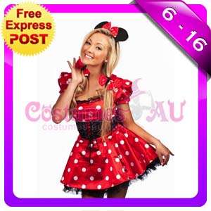 Ladies Minnie Mickey Mini Mouse Costume Fancy Dress Halloween Hens 