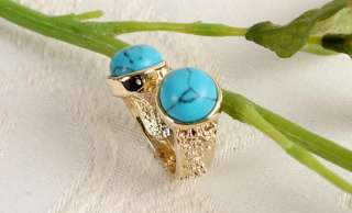 Turquoise & 15 Gemstone Armour Cocktail 12K Gold GP Arty Ring g168 1 