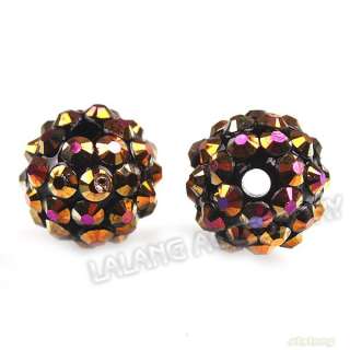   AB Resin Rhinestone Charms Ball Spacer Beads 14mm   