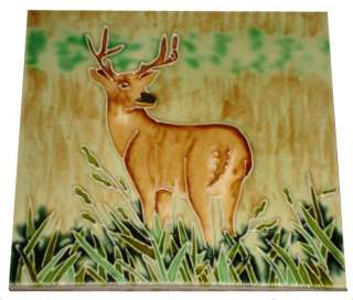 Ceramic Glazed Decorative 6 x 6 Tile 1  Deer  