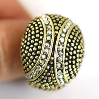r7850 Size 10 Sphere Vintage Copper Showy Band Diamante CZ Ring 