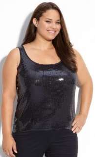   top nwt michael kors navy blue sequined top sleeve sleeveless size 3x
