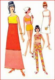 1960s Bathing Swim Suit Bra Top Pants Empress Dress 14  