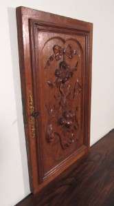 French Antique Carved Architectural Panel Door Solid Oak Wood  