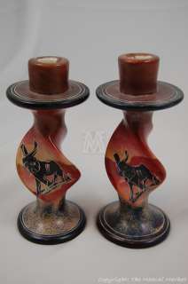   Handmade soapstone Animal Elephant Pair candle holders kenya Kisii