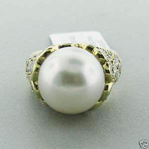EGL CERTIFIED SOUTH SEA 14mm PEARL 3.00ct DIAMOND RING  