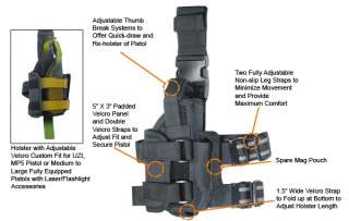 SWAT TACTICAL MILITARY SHOOTERS BLACK VEST & LEG HOLSTER COMBO  
