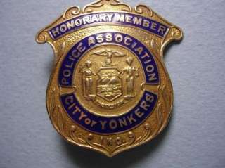 VINTAGE 20S 30S 14K GOLD YONKERS NY POLICE BADGE FORMER MAYOR  