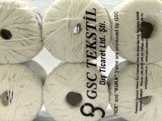 Lot of 6 Skeins ICE SALE PLAIN Hand Knitting Yarn White  