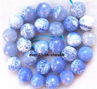 14mm blue crab Agate round faceted gemstone Beads 15  