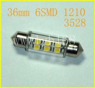 10x 36mm 6SMD 1210/3528 Car LED Festoon Dome Light Bulb  