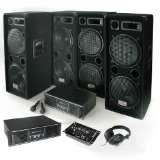 DJ PA Beschallungs Set Bass First 4x Auna 1000W Boxen   2x PA600 Amp 