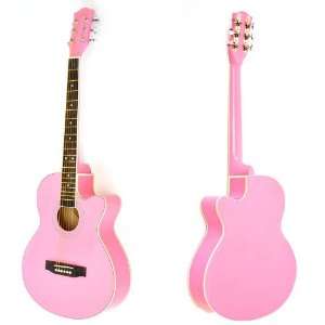 Akustik Gitarre Westerngitarre in Rosa Pink mit Rosenholz 