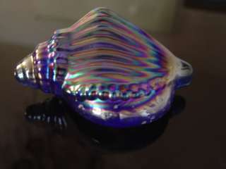 Blown Glass Sea Shell Blue Opalescent Glass  