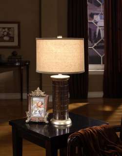Dark Brown & Golden Finish Table Lamp With Shade ~New~  