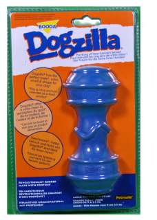 Booda Dogzilla Blue Barbell Large Rubber Dog Chew Toy  