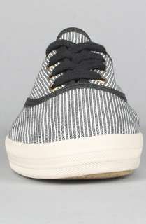 Keds The Champion Yarn Dye Stripe Sneaker in Black and White 