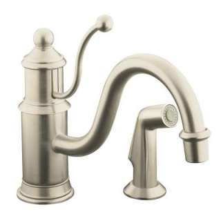 Antique Single Handle Side Sprayer Kitchen Faucet in Vibrant Brushed 