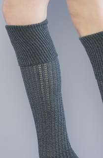 Free People The Marl Waffle Chunky Sock in Midnight and Evergreen 