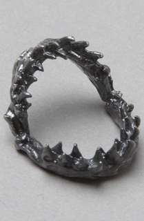 Obey The Shark Jaw Ring in Silver Oxide  Karmaloop   Global 