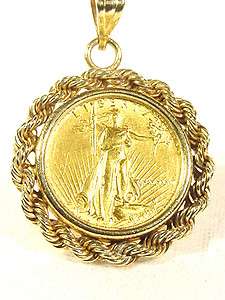 Gold Coin Pendant 1987 Walking Liberty 1/10 oz. fine gold 14K gold 