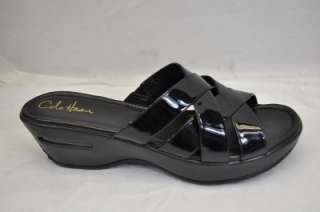COLE HAAN AIR MADDY CRISSCROSS (CFV) BLACK PATENT LEATHER WEDGE $148 