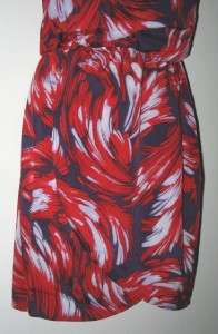 NWT Red Purple Print GAP Chiffon Ruffle Strapless Mini Dress XXL 20 