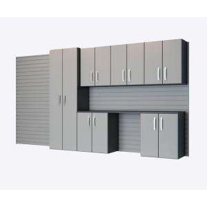 Flow Wall 7 Piece Cabinet Set with 12 ft. of Wall Panel in Silver FCS 