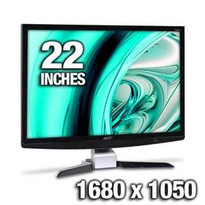 Acer P224W 22 Widescreen LCD Monitor   2ms, 1680x1050, 100001, DVI 
