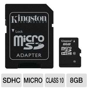 Kingston SDC10/8GB microSDHC Flash Card   8GB, Class 10, Adapter 