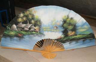 deko Asia China Fächer aus Bambus, handbemalt, groß, 150 x 88 cm in 