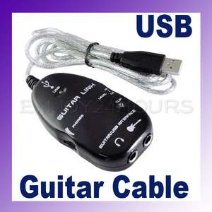 Guitar To PC MAC USB Link Adapter Audio Cable Recording  