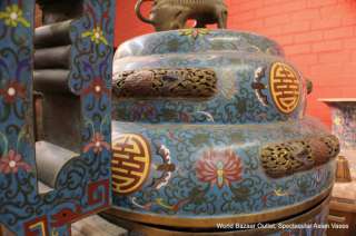   Tall huge Antique Asian Bronze Cloisonne Vases Amazing rarities  
