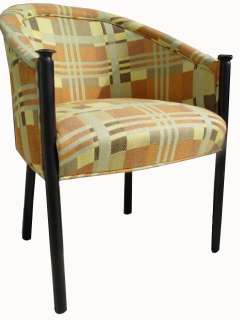 Ward Bennett Brickel Wood Plaid Side Arm Chair  