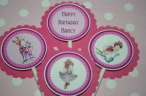12   Fancy Nancy Theme Kids Birthday Cupcake Toppers  