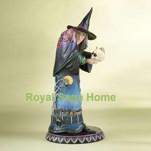 Jim Shore Halloween Witch Holding Skull Figurine  