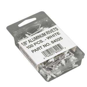 Amerimax Home Products 1/8 In. White Aluminum Rivets (100 Pack) 84025 