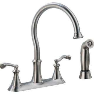 Delta Vessona 2 Handle Side Sprayer Kitchen Faucet in Stainless 