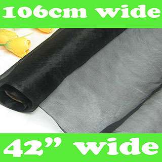 Grade 100% Pure Silk Organza Fabric Black Yardage  