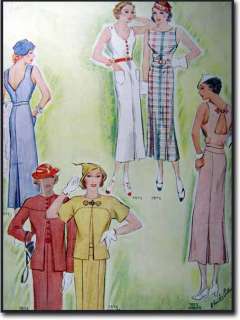 1934 ART DECO Blanch Rothschild FASHION PRINTS  