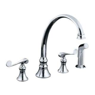 Revival 8 in 2 Scroll Handle Mid Arc Kitchen Faucet with Sidespray in 
