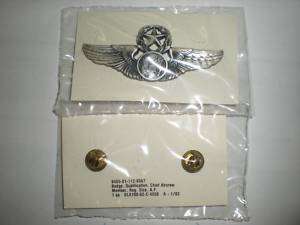 USAF CHIEF ENLISTED AIRCREW BADGE  SILVER OXIDIZED  
