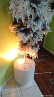 Mid Century White Black Fern Leaf Plastic Tree Floor Light Lamp 
