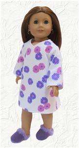 Doll Clothes Nightgown Sleep Shirt Purple Flowers fits American Girl 