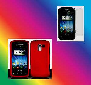 Screen Protector+Red Straight Talk LG Optimus Q L55C Phone Cover Hard 
