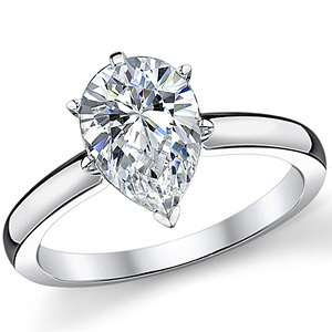 GIA Certified Pear shape Diamond Solitaire Solitaire Natural 14k white 