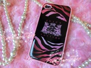   Pink Zebra Print Juicy Couture Designer Case for iPhone 4G, 4GS  