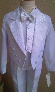 New white tuxedo boy suit S M L XL 2 3 4 5 6 7 8 10 12  