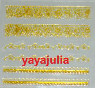 Nail Art Stickers Gold French Straight Decals G  