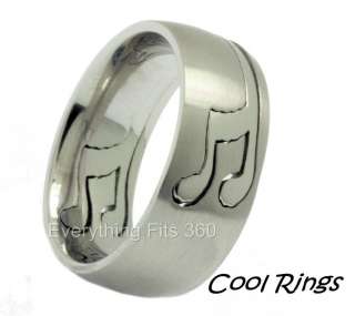 Musical Note Puzzle Ring Band Music 316L Surgical Stainless Steel 